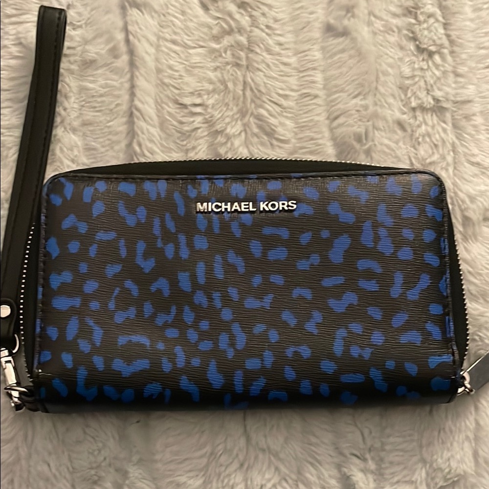 Michael Kors Blue and Black Wristlet